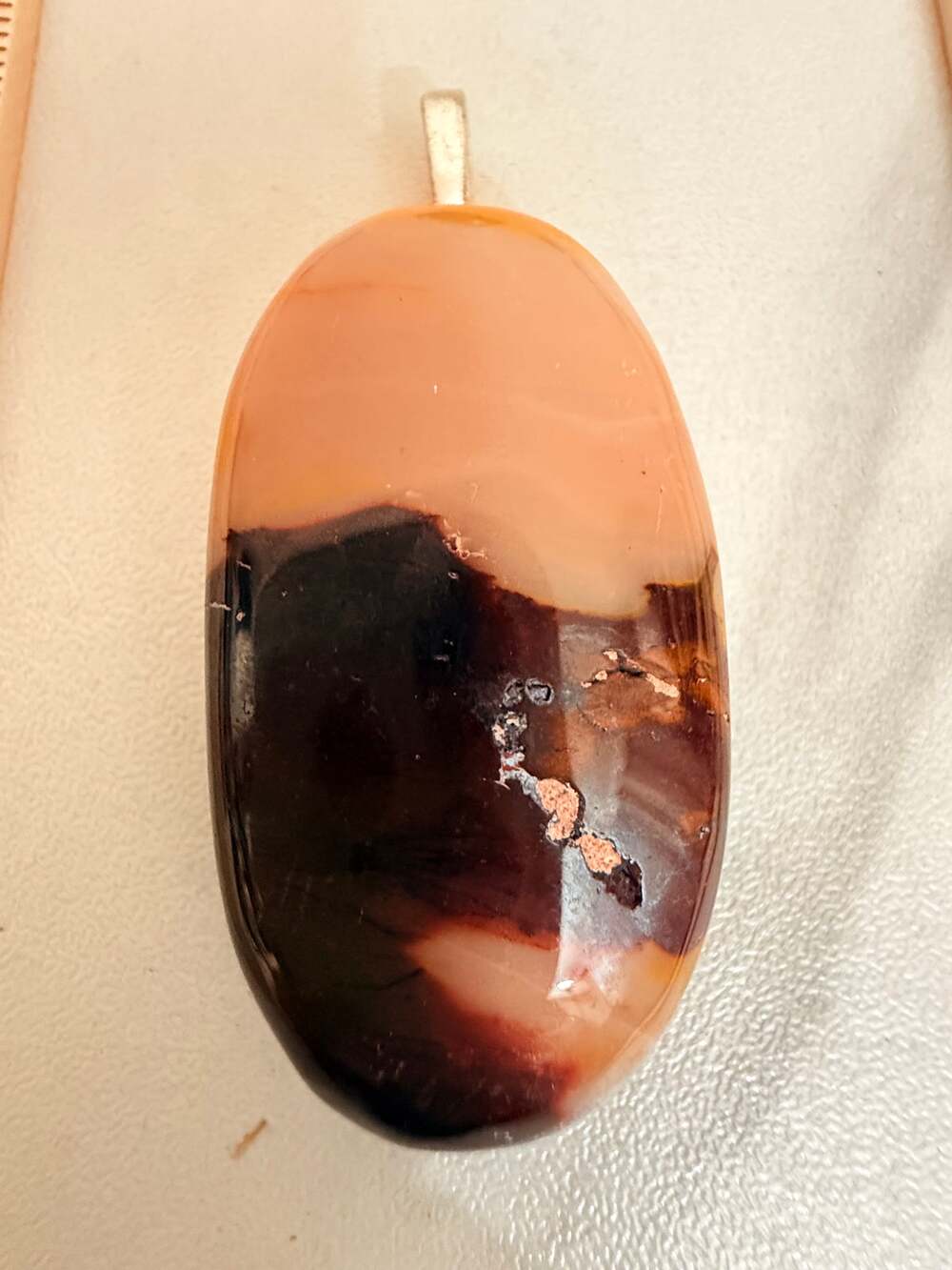 Vintage Mookaite Jasper Oval Stone Pendant Earth Tones